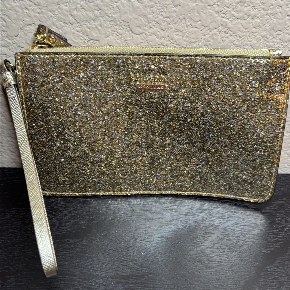 Kate Spade Gold Glitter Wristlet Excellent‎ Condition